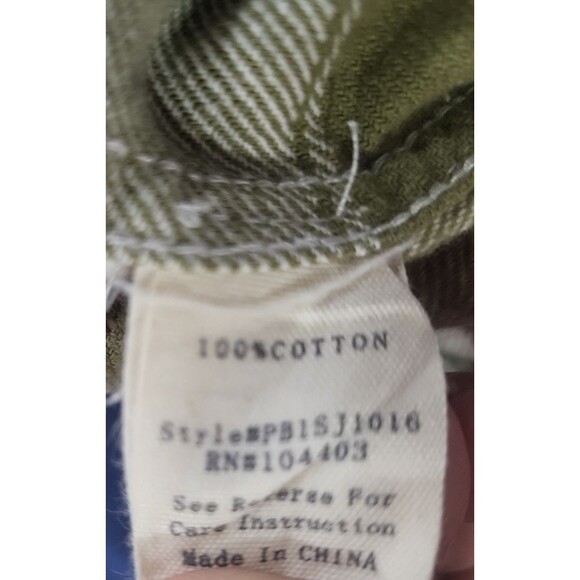 Blu Pepper Size XXL Green Plaid Frayed Hem Button Down Shirt/Jacket Pockets - Picture 13 of 13